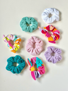 Self-Care Scrunchie Trio | Skincare Scrunchie Set | Knot Scrunchie and Two Scrunchies | Terry Cloth Towel Scrunchies | Handmade-scrunchies-Bardot Bow Gallery-Get Ready with Me-Bardot Bow Gallery