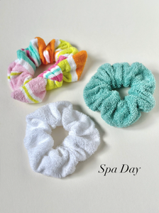 Self-Care Scrunchie Trio | Skincare Scrunchie Set | Knot Scrunchie and Two Scrunchies | Terry Cloth Towel Scrunchies | Handmade-scrunchies-Bardot Bow Gallery-Spa Day-Bardot Bow Gallery