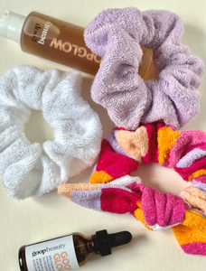 Self-Care Scrunchie Trio | Skincare Scrunchie Set | Knot Scrunchie and Two Scrunchies | Terry Cloth Towel Scrunchies | Handmade-scrunchies-Bardot Bow Gallery-Get Ready with Me-Bardot Bow Gallery