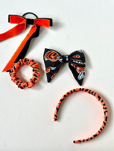 Bengals Tiger Tails Headband & Skinny Scrunchie | Black and Orange Stripes | Cincinnati Bengals-Bardot Bow Gallery-Headband-Bardot Bow Gallery