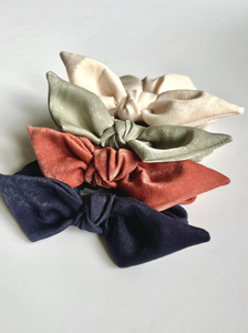 Soft Sueded Satin Knot Scrunchie | Multiple Colors | Shiny Soft | Oversize Knot Scrunchie | Solid Colors | Luxury Designer Hair Accessories | Handmade in USA-knot scrunchie-Bardot Bow Gallery-Cream-Bardot Bow Gallery