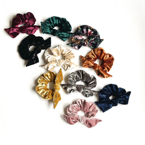 Crushed Velvet Knot Scrunchie | Fall Bow Scrunchie | Oversize Knot Scrunchie | Handmade-scrunchies-Bardot Bow Gallery-Black-Bardot Bow Gallery