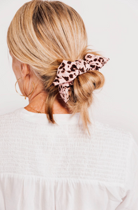Cat Print Collection Knot Scrunchie | Crepe Series | Oversize Bow Knot Scrunchie | Multiple Patterns-scrunchie-Bardot Bow Gallery-Mauve Leopard-Bardot Bow Gallery