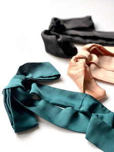 Silk Series Long Scarf | Wear Multiple Ways | Head Wrap - Weave It - Bow It - Wrap It - Braid It | Handmade-scarf-Bardot Bow Gallery-Black-Bardot Bow Gallery