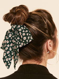 Soft Fall Floral Bow Scrunchies | Easy to Style | 3-in-1 Multi-Use Accessory | Luxury Designer Hair Accessories | Hand Tied-scrunchie-Bardot Bow Gallery-Hunter Floral-Bow Scrunchie-Bardot Bow Gallery