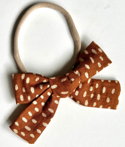 Fall Fabric Baby Bow | Bitty Babes | Dots and Daisies | Toddler Headband | Luxury Kids Hair Accessories | Made to Order-Hair Bow-Bardot Bow Gallery-Dots-Bardot Bow Gallery