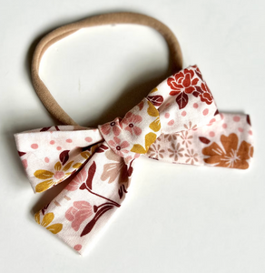 Fall Fabric Baby Bow | Bitty Bes | Dots and Daisies | Toddler Headband | Handmade Luxury Hair Accessories | Made in USA-Hair Bow-Bardot Bow Gallery-Daisies-Bardot Bow Gallery