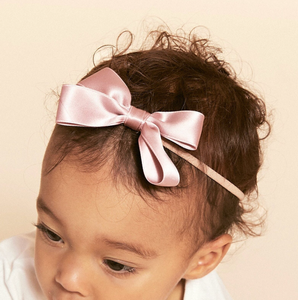 Bitty Babes Satin Bows | Baby Toddler | Headband or Clip | Luxury Designer Bows | Handmade in USA | Multiple Colors | Match with Mommy | Mommy and Me-Hair Bow-Bardot Bow Gallery-Amethyst-Baby Headband-Bardot Bow Gallery