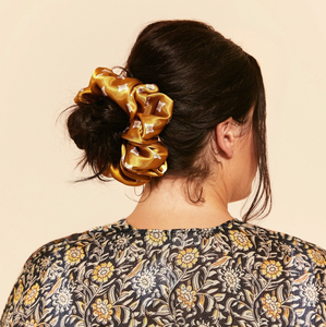 Retro Medallion Collection | Silky Satin Scrunchies | Floofy Oversize Scrunchie | Knot Scrunchie | Handmade-scrunchies-Bardot Bow Gallery-Gold-Floofy Scrunchie-Bardot Bow Gallery