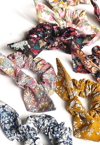 Floral Petite Knot Scrunchies | Liberty London Cotton | Colorful Florals | Fine Hair Scrunchies | Luxury Fabric Scrunchies-knot scrunchie-Bardot Bow Gallery-Blues Baby-Bardot Bow Gallery