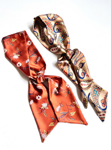 Retro 70s Long Hair Scarf | Modern Bohemian Collection | Multi-Use Head Scarf | Luxury Designer Hair Scarf | Made to Order-scarf-Bardot Bow Gallery-Vintage Paisley-Bardot Bow Gallery