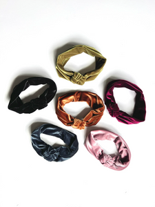 Rich Velour Quad Knot Headband | Soft Headband | Multiple Colors | Luxury Designer Hair Accessories | Made to Order-Headband-Bardot Bow Gallery-Black-Bardot Bow Gallery