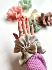 Ruffle Silk Series Scrunchie | Silky Satin Chiffon | Luxury Designer Hair Scrunchies | Handmade-scrunchie-Bardot Bow Gallery-Rose Quartz-Bardot Bow Gallery