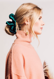 Ruffle Silk Series Scrunchie | Silky Satin Chiffon | Luxury Designer Hair Scrunchies | Handmade-scrunchie-Bardot Bow Gallery-Teal-Bardot Bow Gallery
