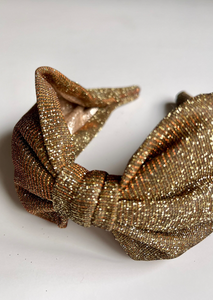Vintage Bow Glitter Headband | 70s Disco Glam | Holiday Sparkle | Luxury Designer Headband | Made to Order-Headband-Bardot Bow Gallery-Gold Tinsel-Bardot Bow Gallery