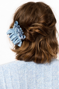 Ruffle Barrette | Petersham Grosgrain Ribbon | Hand Gathered | Made to Order-Hair Bow-Bardot Bow Gallery-Black-Medium Barrette-Bardot Bow Gallery