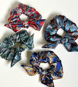 Paisley Oversize Knot Scrunchie | Paisley Series | Silky Smooth | Luxury Designer Hair Accessories | Hand Tied-knot scrunchie-Bardot Bow Gallery-Midnight-Bardot Bow Gallery