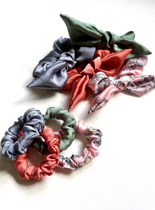 Silk Series Knot Scrunchie | Silky Chiffon | Sleeping Silk Scrunchie | Luxury Designer Hair Accessories | Hand Tied-knot scrunchie-Bardot Bow Gallery-Brick-Bardot Bow Gallery