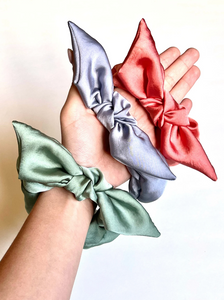 Silk Series Knot Scrunchie | Multiple Colors | Silky Chiffon | Oversize Knot Scrunchie | Sleeping Silk Scrunchie | Luxury Designer Hair Accessories | Handmade in USA-knot scrunchie-Bardot Bow Gallery-Brick-Bardot Bow Gallery