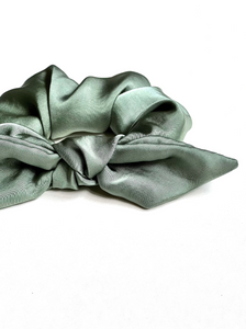 Silk Series Knot Scrunchie | Multiple Colors | Silky Chiffon | Oversize Knot Scrunchie | Sleeping Silk Scrunchie | Luxury Designer Hair Accessories | Handmade in USA-knot scrunchie-Bardot Bow Gallery-Jade-Bardot Bow Gallery
