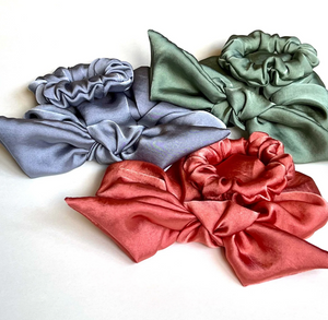 Silk Series Knot Scrunchie | Silky Chiffon | Sleeping Silk Scrunchie | Luxury Designer Hair Accessories | Hand Tied-knot scrunchie-Bardot Bow Gallery-Nectarine-Bardot Bow Gallery