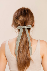 Velvet Skinny Long Bow Bridesmaid Bows Bow Clip Barrette Hair Ties Luxury Designer Hair Bows Made to Order