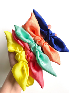 Silk Series Knot Scrunchie | Silky Chiffon | Sleeping Silk Scrunchie | Luxury Designer Hair Accessories | Hand Tied-knot scrunchie-Bardot Bow Gallery-Aqua Mist-Bardot Bow Gallery