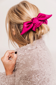 Silk Series Knot Scrunchie | Silky Chiffon | Sleeping Silk Scrunchie | Luxury Designer Hair Accessories | Hand Tied-knot scrunchie-Bardot Bow Gallery-Magenta-Bardot Bow Gallery