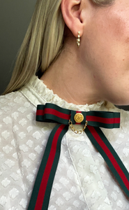 Holiday Vintage Luxe Link Bow | Grosgrain Bow with Tails | Luxury Designer Hair Clip, Barrette, Brooch | Made to Order-Hair Bow-Bardot Bow Gallery-Hair Tie-Bardot Bow Gallery