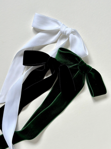Effortless Oversized Silk Velvet Bow | Special Occasion Bow | Multiple Colors | Double Sided Japanese Silk Velvet | Luxury Designer Hair Accessories | Hand Tied and Handmade in USA-Hair Accessories-Bardot Bow Gallery-Black-Medium Alligator Clip-Bardot Bow Gallery