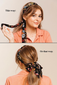 Effortless Scarf Headband | Navy Meadow | Handmade | Luxury Headband Scarf-Headband-Bardot Bow Gallery-Bardot Bow Gallery