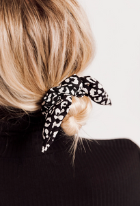 Cat Print Collection Knot Scrunchie | Crepe Series | Oversize Bow Knot Scrunchie | Multiple Patterns-scrunchie-Bardot Bow Gallery-Black and White Cheetah-Bardot Bow Gallery
