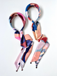 Mod Medallion Effortless Scarf Headband | Upcycled Series | Silky Satin Hard Headband | Easy to Style | Made to Order-Headband-Bardot Bow Gallery-Pink-Bardot Bow Gallery