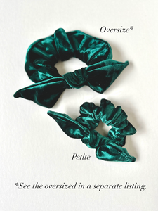 Petite Crushed Velvet Knot Scrunchie | Bow Scrunchie | Multiple Colors | Hand Tied-scrunchie-Bardot Bow Gallery-Black Onyx-Bardot Bow Gallery