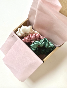 Luxe Satin Sleep Scrunchies | Bardot Bundle Box | Knot Scrunchies or Skinny Scrunchies | Pack of 3 items | Gift For Her-bundle-Bardot Bow Gallery-Bundle Box (All Three)-Skinny Scrunchies-Bardot Bow Gallery