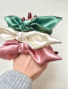 Luxe Satin Sleep Scrunchies | Bardot Bundle Box | Knot Scrunchies or Skinny Scrunchies | Pack of 3 items | Gift For Her-bundle-Bardot Bow Gallery-Bundle Box (All Three)-Skinny Scrunchies-Bardot Bow Gallery