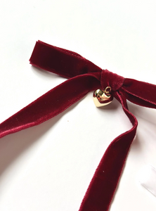 The Greenwich Bow | The Fall Collection | Choose Between Silver or Gold Heart Charm | Multiple Colors | French Barrette Fastener-Bardot Bow Gallery-Plum, gold charm-Bardot Bow Gallery