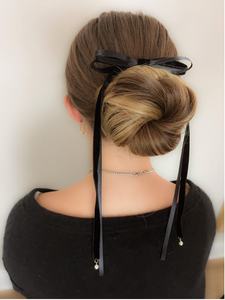 The Park Avenue Bow | Satin Velvet Skinny Long Bow Series | Luxury Bow | U Bar Fastener-Bardot Bow Gallery-Small Alligator Clip-Bardot Bow Gallery