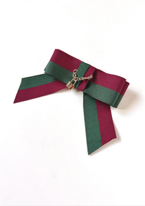 The Fitzgerald Links Bow | Vintage 1940’s Grosgrain | Luxury Hair Bow | Neckwear | Designer Bow | Red and Green Bow-Bardot Bow Gallery-Brooch Pin-Bardot Bow Gallery