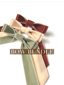 Bow Bundle | The Petite Velvet Long Bow Bundle | Set of 3 | Choose from Two Color Collections | Gift under 50 | Gift for Her-Bardot Bow Gallery-Woodland-Alligator Clip-Bardot Bow Gallery