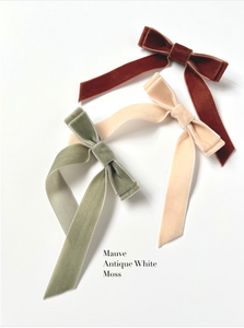 Bow Bundle | The Petite Velvet Long Bow Bundle | Set of 3 | Choose from Two Color Collections | Gift under 50 | Gift for Her-Bardot Bow Gallery-Woodland-Alligator Clip-Bardot Bow Gallery