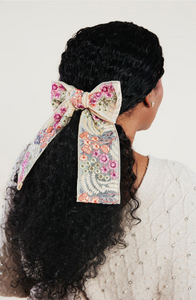 The Prairie Bow | Embroidered Saree Ribbon | Floral Bow Clip | Oversized Boho Embroidered Bow | Gift for Her-Bardot Bow Gallery-Dawn-Large Barrette-Bardot Bow Gallery