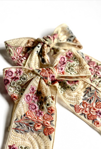 The Prairie Bow | Embroidered Saree Ribbon | Floral Bow Clip | Oversized Boho Embroidered Bow | Gift for Her-Bardot Bow Gallery-Dawn-Large Barrette-Bardot Bow Gallery