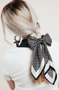 The Crosby Link Silk Scarf | Luxury Silk Scarf | 100% Silk-Bardot Bow Gallery-Black/gold-Bow-Bardot Bow Gallery