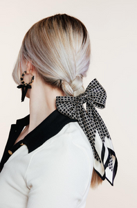 The Crosby Link Silk Scarf | Luxury Silk Scarf | 100% Silk-Bardot Bow Gallery-Black/gold-Bow-Bardot Bow Gallery