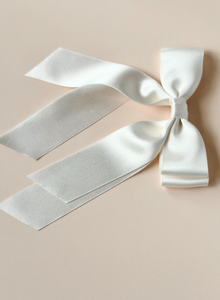 The Iris Bow | Silk Satin Bridal Bow | White Bridal Bow | Special Occassion Bow | Luxury Hair Piece-Bardot Bow Gallery-Small Alligator Clip-Bardot Bow Gallery