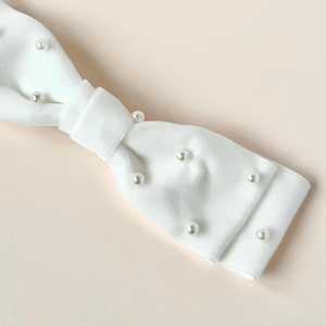 Pearl Velvet Blair Bow | Hand Sewn Bridal Bow | Special Occasion Bow | Optional Veil-Bardot Bow Gallery-Bow only-Medium Alligator Clip-Bardot Bow Gallery