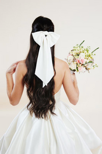 The Georgette Statement Bow | Oversize Georgette Bow with Long Tails | Non-Traditional Bridal Veil Hair Piece | Gifts for the Bride-Hair Bow-Bardot Bow Gallery-White-Bardot Bow Gallery