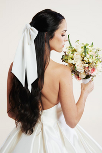 The Georgette Statement Bow | Oversize Georgette Bow with Long Tails | Non-Traditional Bridal Veil Hair Piece | Gifts for the Bride-Hair Bow-Bardot Bow Gallery-White-Bardot Bow Gallery