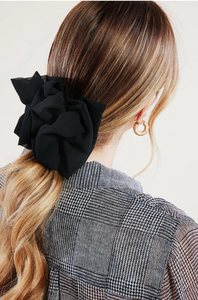 Chiffon Accordion Bow Barrette | Upscale Women's Bow-Bardot Bow Gallery-Black-Medium Barrette-Bardot Bow Gallery